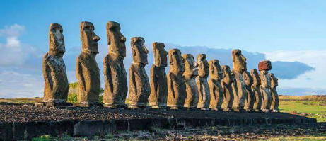 Row of Moai statues